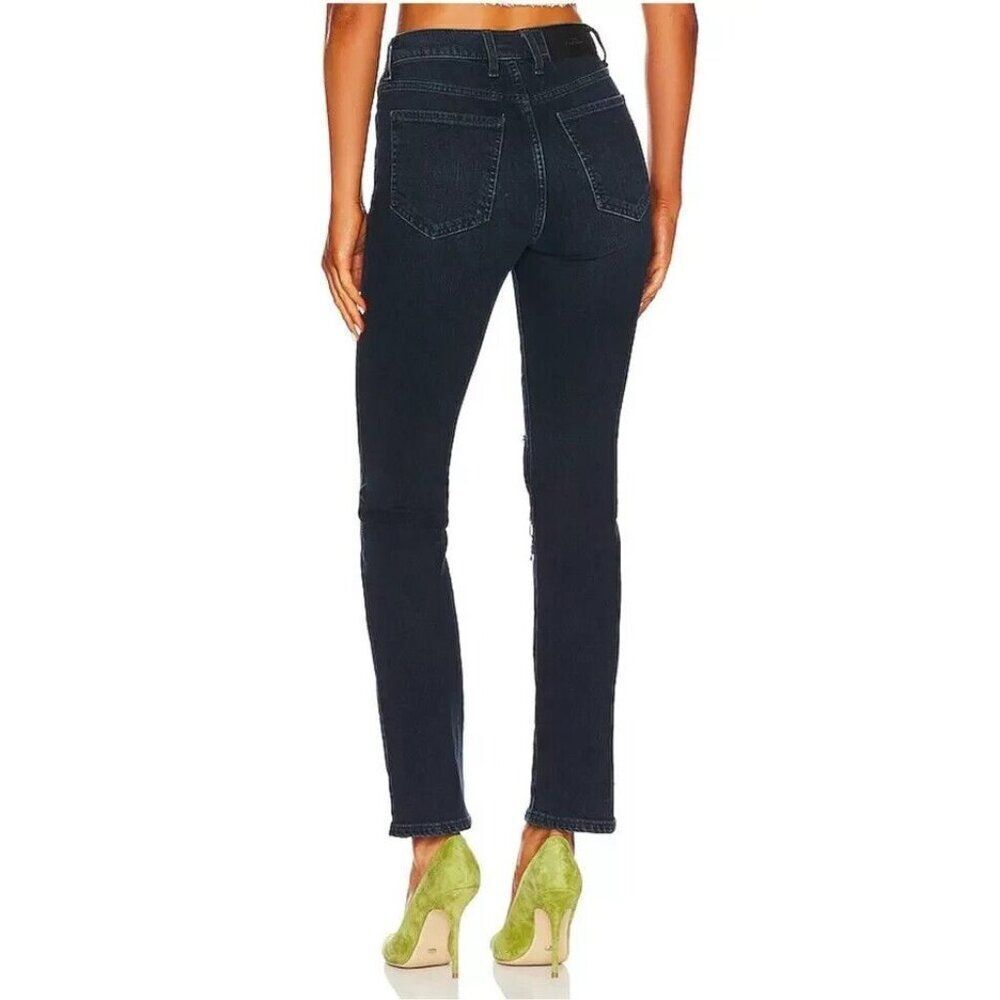 7 For All Mankind Easy Slim Jeans Womens 28 Dark Wash Ripped Knee‎ - Picture 6 of 7